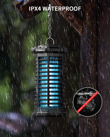 Minimoon Bug Zapper Outdoor 4000V Powerful Electric Mosquito Zapper, 15w Fly Trap Outdoor, IPX4, Corded Fly Zapper for Indoor, Yard, Backyard, Patio, Camping (Black)