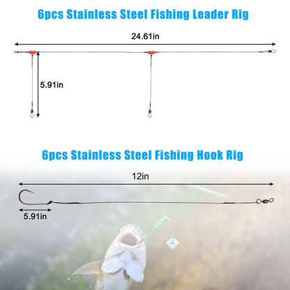 Surf Fishing Tackle Kit Ocean Saltwater Fishing Lures Surf Fishing Gear Fish Finder Rigs Pompano Rig Pyramid Sinker Weight Fishing Hooks Swivels Various Accessories
