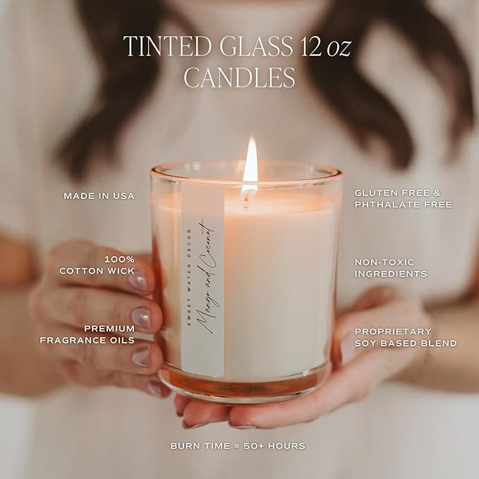 Sweet Water Decor Wildflowers and Salt Scented Soy Candles – Jasmine, Lily, Geranium, Violet, Leafy Greens – Cozy Floral Aroma – 50 Hour Burn – 12oz Tinted Glass Jar for Home Decor and Bedroom Decor