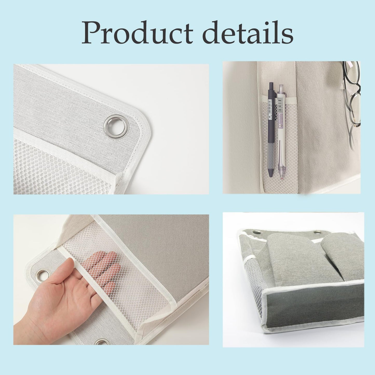 Someteth Hanging Basket for Organizing, Wall Organizer with Pockets and Over The Door Organizer，Can for Home, Closet, Office and Camper (4 Grey)