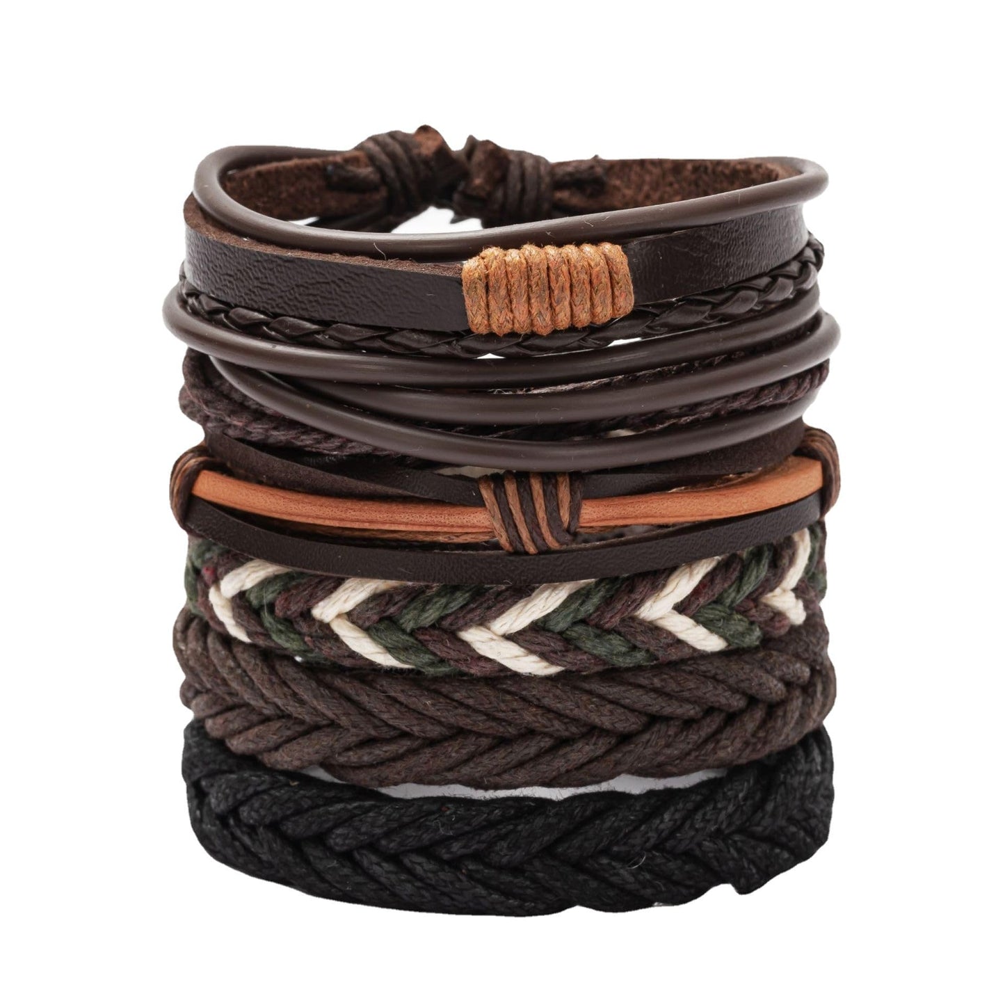 PINKPIN 24Pcs Adjustable Braided Leather Bracelets for Men Women Wrap Cuff Bracelet Cords Ethnic Tribal Handmade Wrap Wristband Bracelets Set