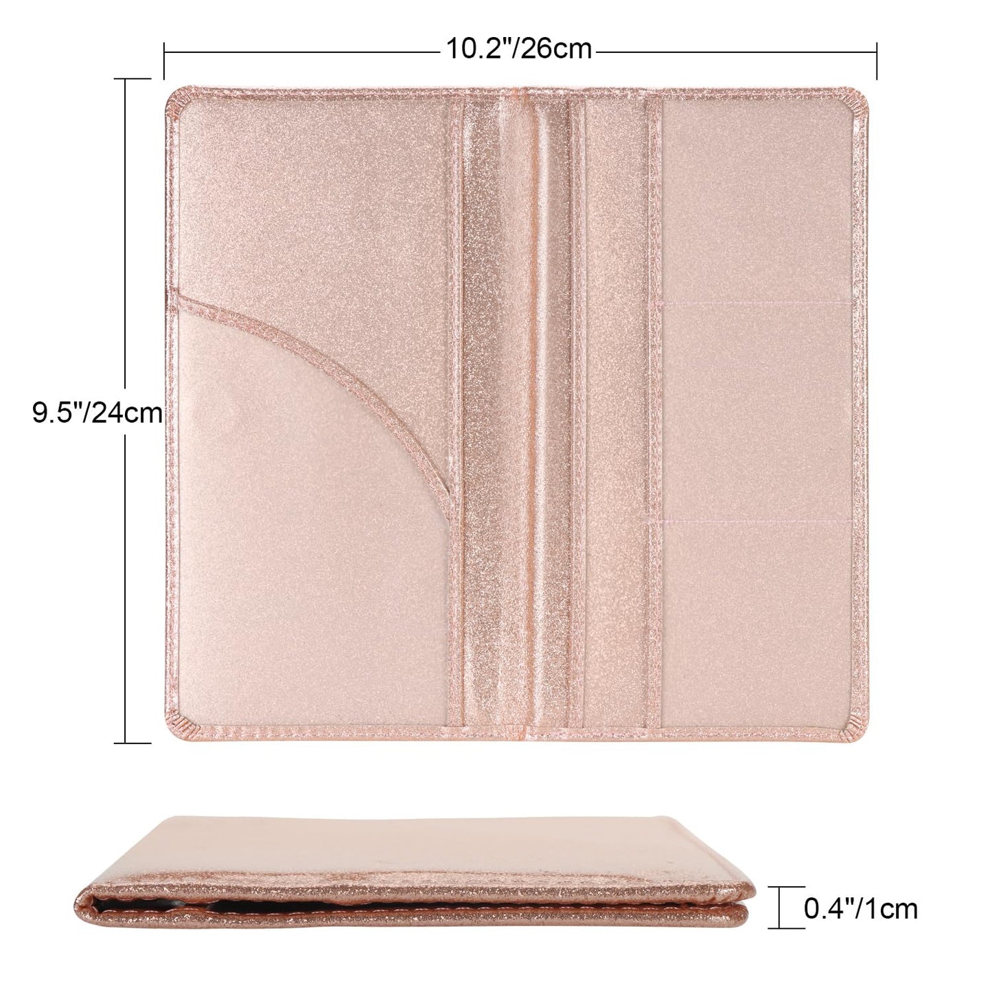 Cacturism Car Registration and Insurance Holder, Car Accessories Vehicle Glove Box Car Organizer Men Women Wallet Case with Magnetic Shut for Cards, Essential Document, Driver License, Bling Rose Gold