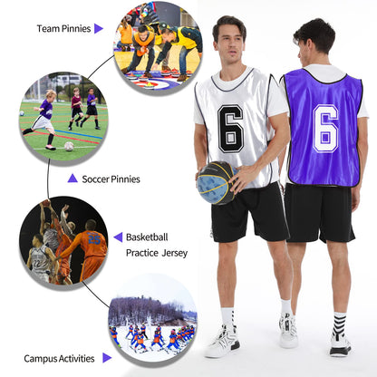 PULUOMASI 12 Pcs Sports Pinnies Numbered for Soccer Basketball Training