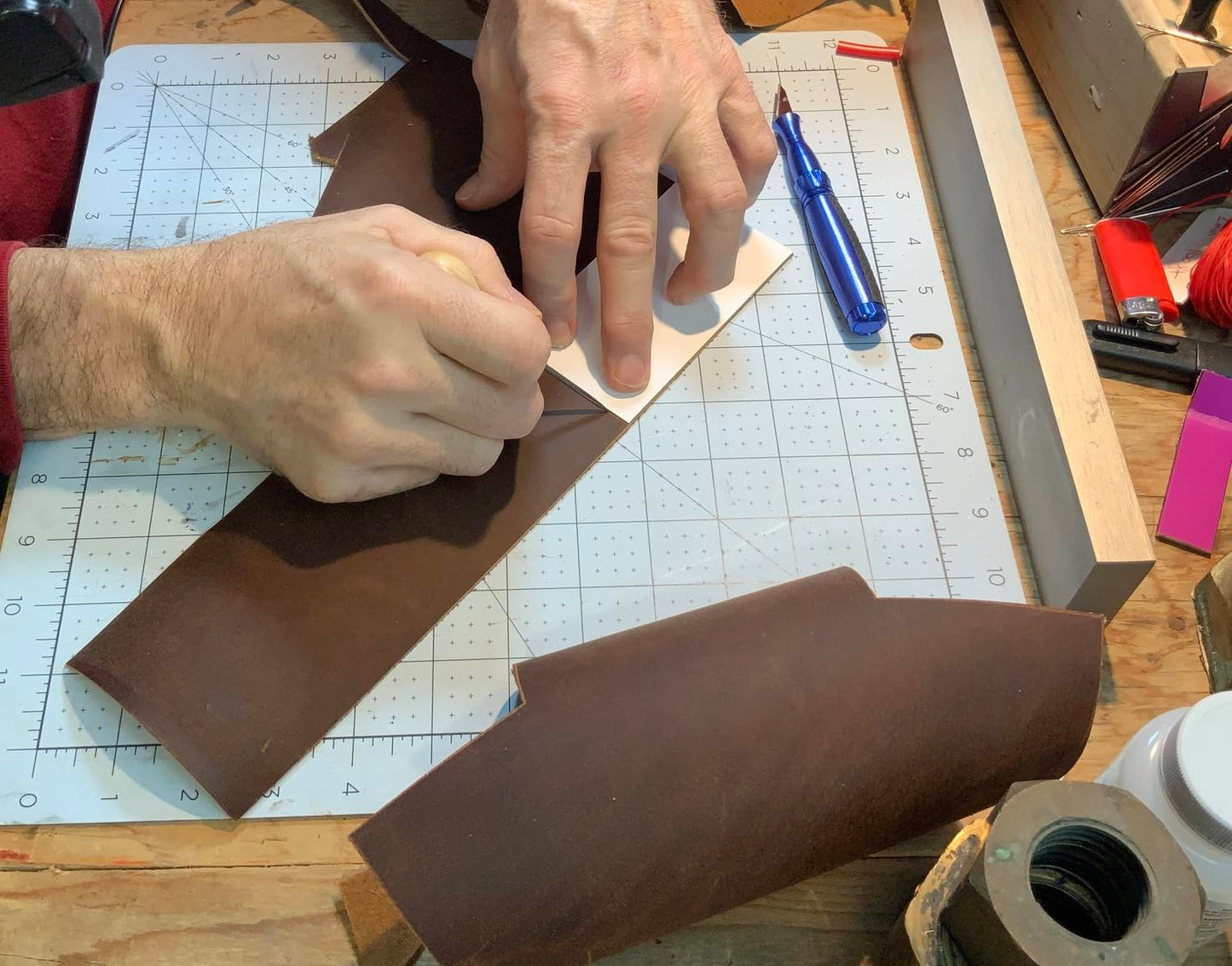 Wanderings Leather Sheets for Crafts – 3 Sheets (12" x 12") + Leather Cord (36") - Genuine Full Grain Buffalo Leather Squares - Great for Jewelry, Leather Wallets, Leatherworking Arts and Crafts