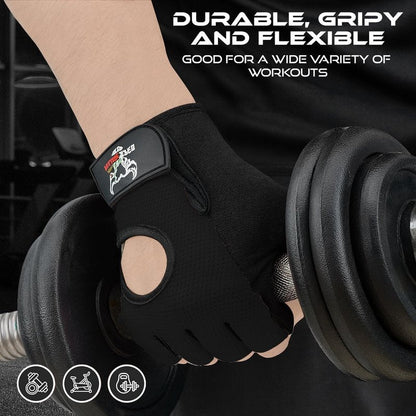 Fingerless Weight Lifting Gloves - Breathable Gym Gloves with Palm Protection for Men & Women | Ideal for Weightlifting, Cycling, and Training