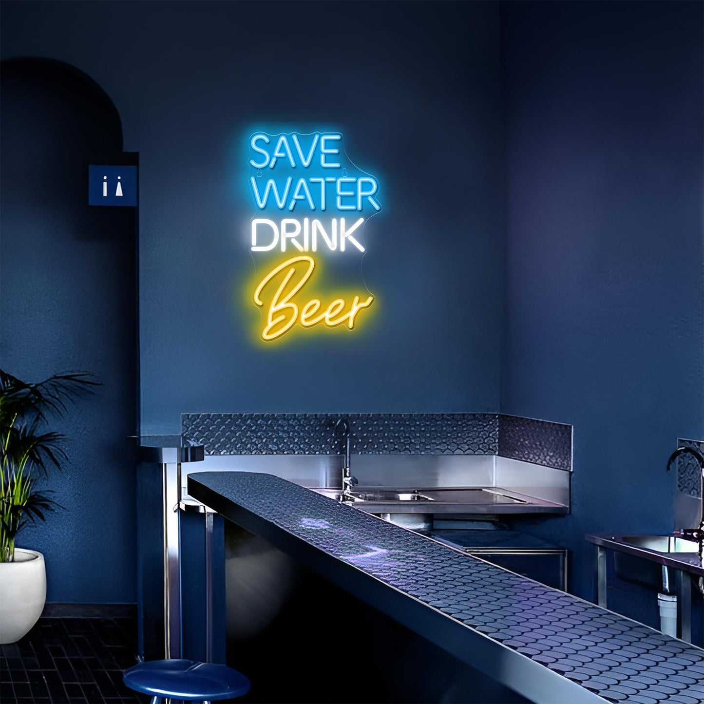 Kavaas Save Water Drink Beer Neon Sign, Neon Beer Signs for Man Cave, Home Bar, Pub, Wall Decor - Best Gifts for Beer Lovers, Birthday, Christmas