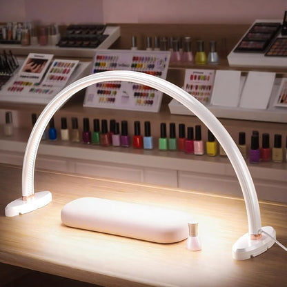 Half Moon Nail Desk Lamp,USB Powered Tri-Color Temperature Brightness Adjustable Arch Light for Moon Light Nail Tech/Handicraft Lighting (Medium Size White)