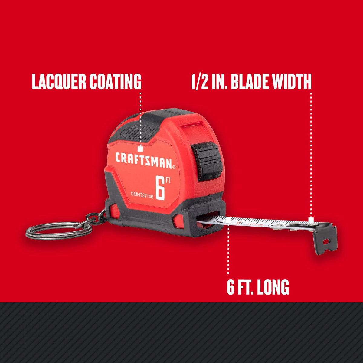 CRAFTSMAN Keychain Tape Measure, 6 FT (CMHT37106G)