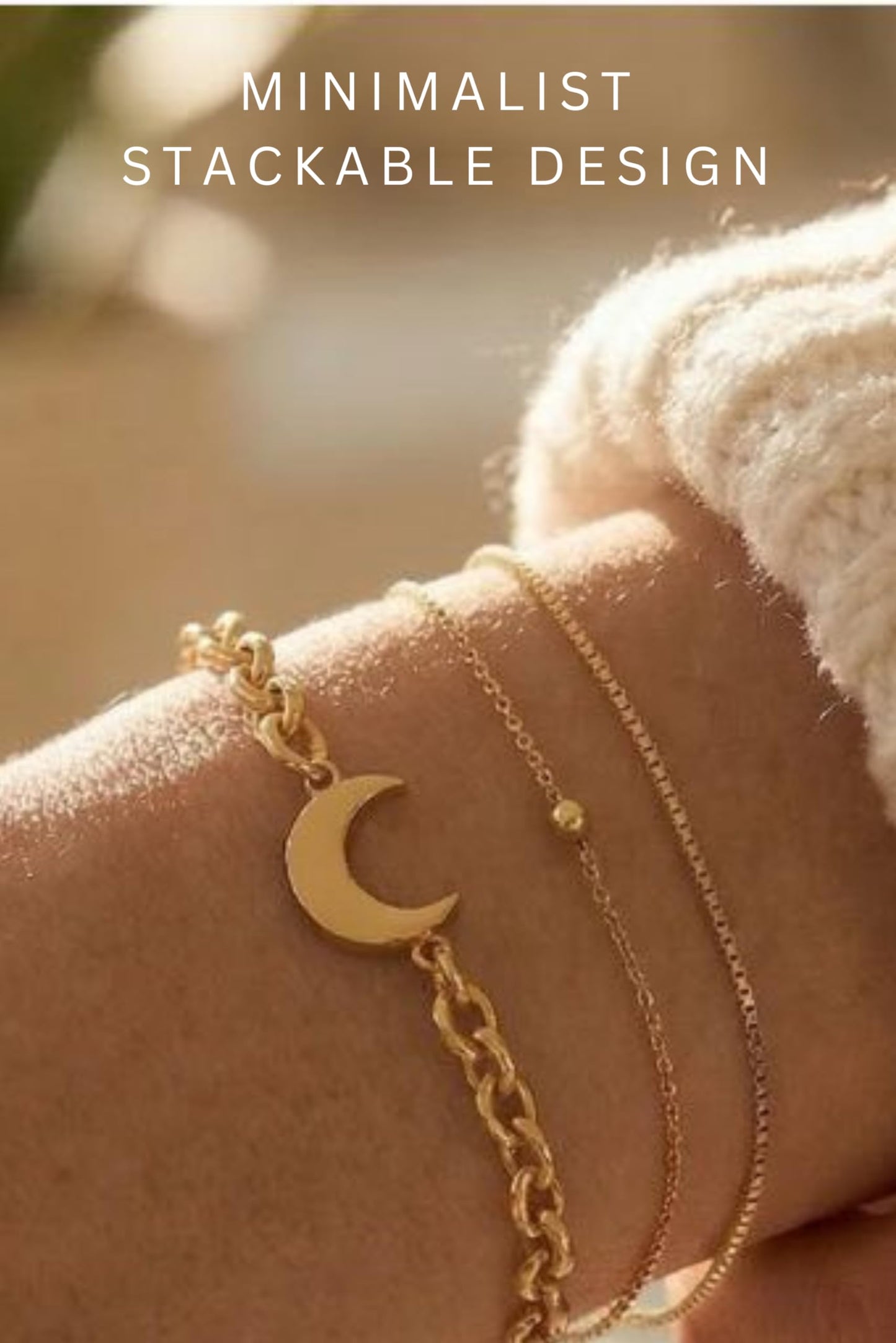 Studio Rockwood Gold Moon Bracelet for Daughter - I Love You Gift Box with Card - Hypoallergenic Stainless Steel - Birthday, Graduation, Valentine's Day, Mother's Day, Minimalist