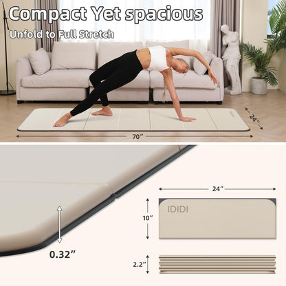IDIDI Foldable Yoga Mat Extra Thick 0.32 Inches（8mm） - SGS Certified POE Material Exercise Mat, Non-Slip Design Fitness Mats, Multi-Purpose Workout Mats for Studio or Home Use
