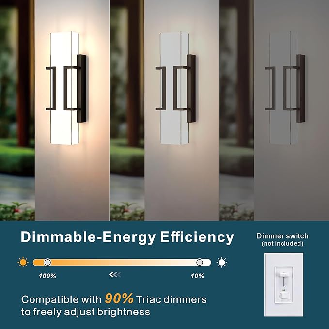 Hyunbae LED Wall Sconce Lights, 16" Modern Outdoor Light Fixture Wall Mount, Waterproof Porch Lamp for Outside, 3000K LED Exterior Lighting with Clear Glass for House Patio Front Porch Garage Entryway