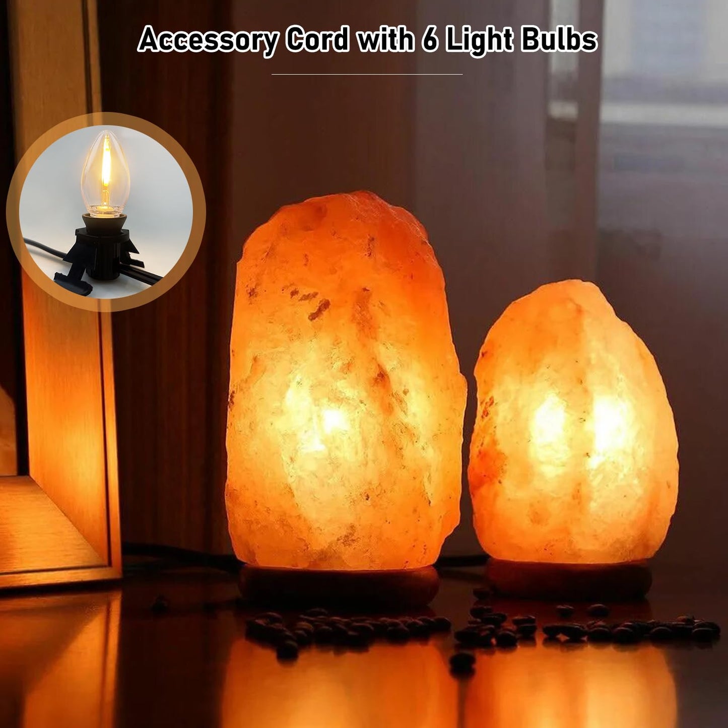 Accessory Cord with 5 LED Light Bulb and Female Plug, 11 Ft Christmas Village Light Cord with Clip, C7 Led Night Lights for Indoor Crafts Halloween Pumpkin Christmas Village House Decor, Black Wire