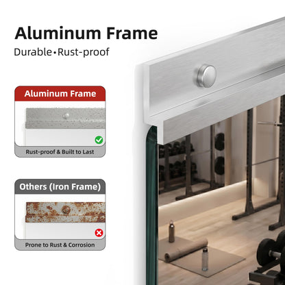 AMOISE Home Gym Mirror for Wall, 48"x28"-2PCS Frameless Tempered Glass Mirror, Large Full Length Mirror for Garage, Workout, Yoga Room, Dance Studio & Home Exercise