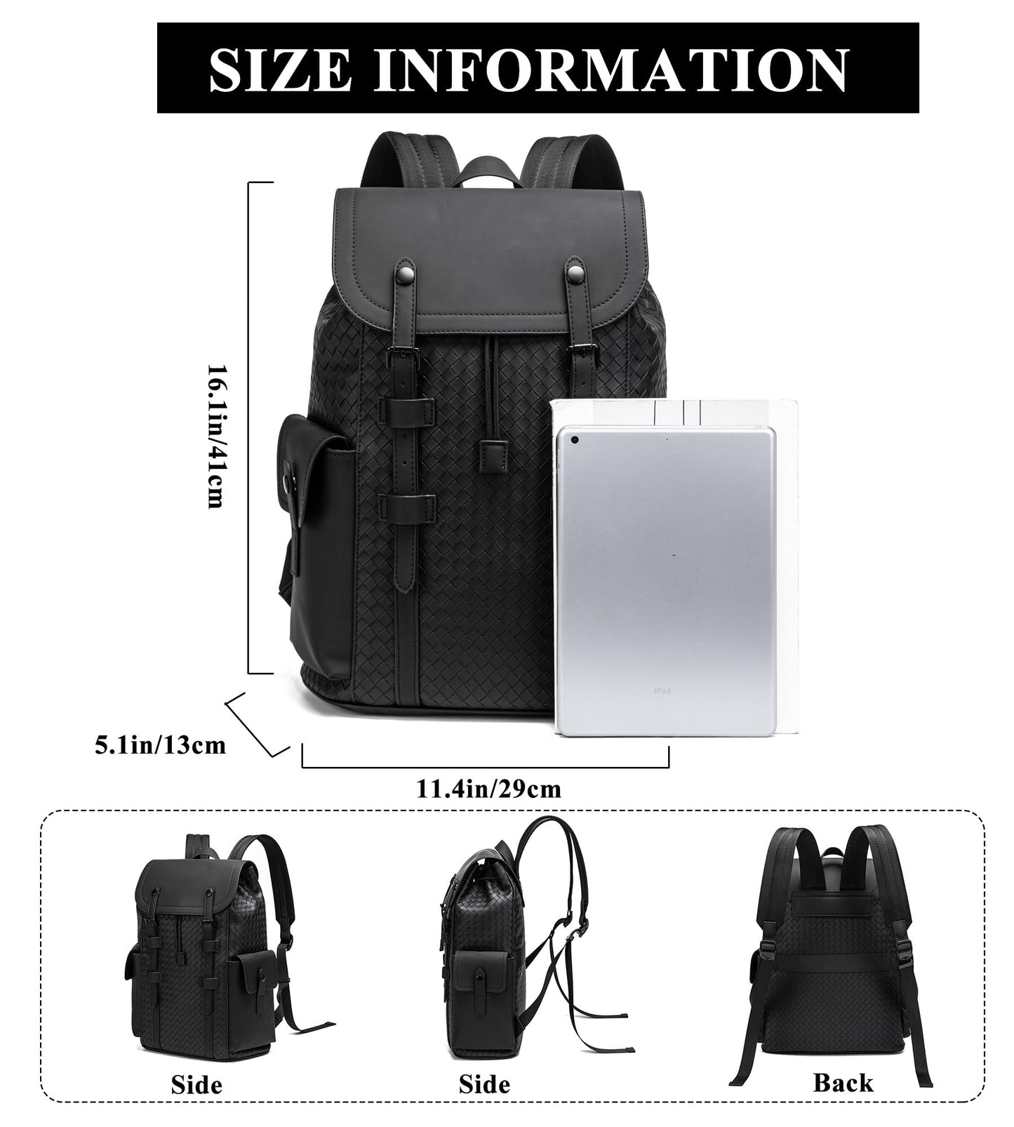 KingTo Laptop Backpack for Men Luxury Anti-Theft Travel Backpack Casual Business Waterproofing Computer Bag (A-woven black-1)