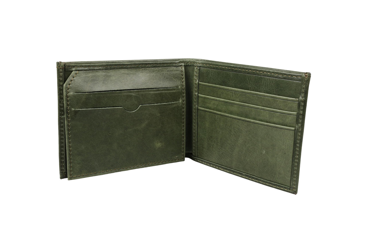 grande 1488 - Genuine Leather Bifold Classic Men Wallet with ID Window - Rustic Green