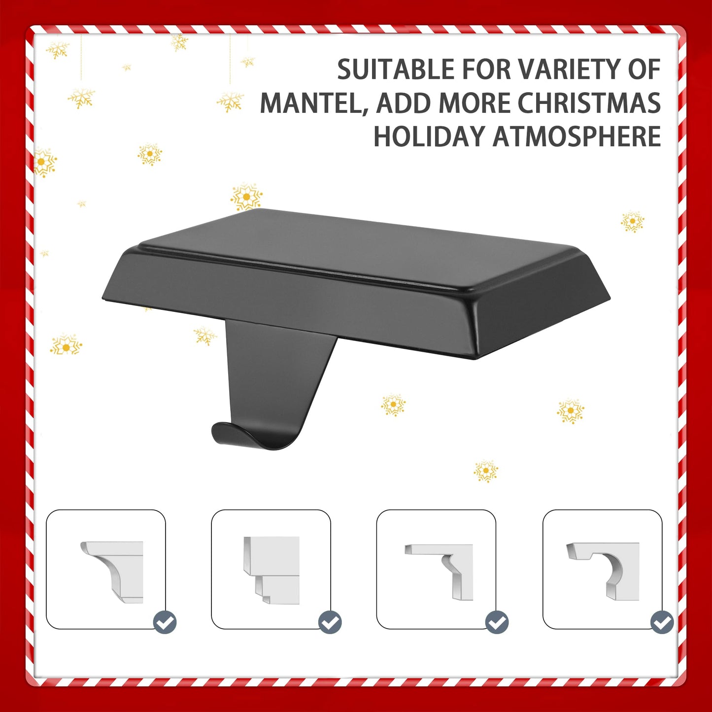 Doitory Christmas Stocking Holder Hanger for Mantle,4 Pack for Xmas Decorations Lightweight and Adjustable for Fireplace Home Decoration