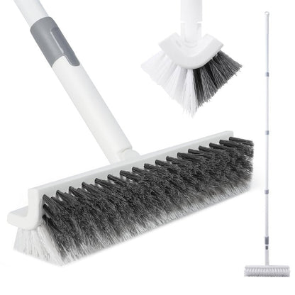 BOOMJOY Grout Brush with Long Handle, 57" Grout Cleaner for Tile Floors, Double-Sided with V-Shape Stiff Bristles for Bathroom, Patio, Kitchen, Wall, Corners and Deck