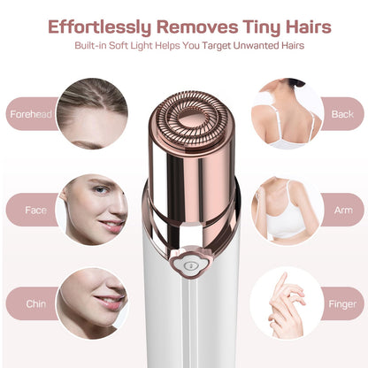 Facial Hair Removal for Women, Electric Painless Rechargeable Facial Hair Remover for Face, Lip, Chin with 2 x Replacement Heads