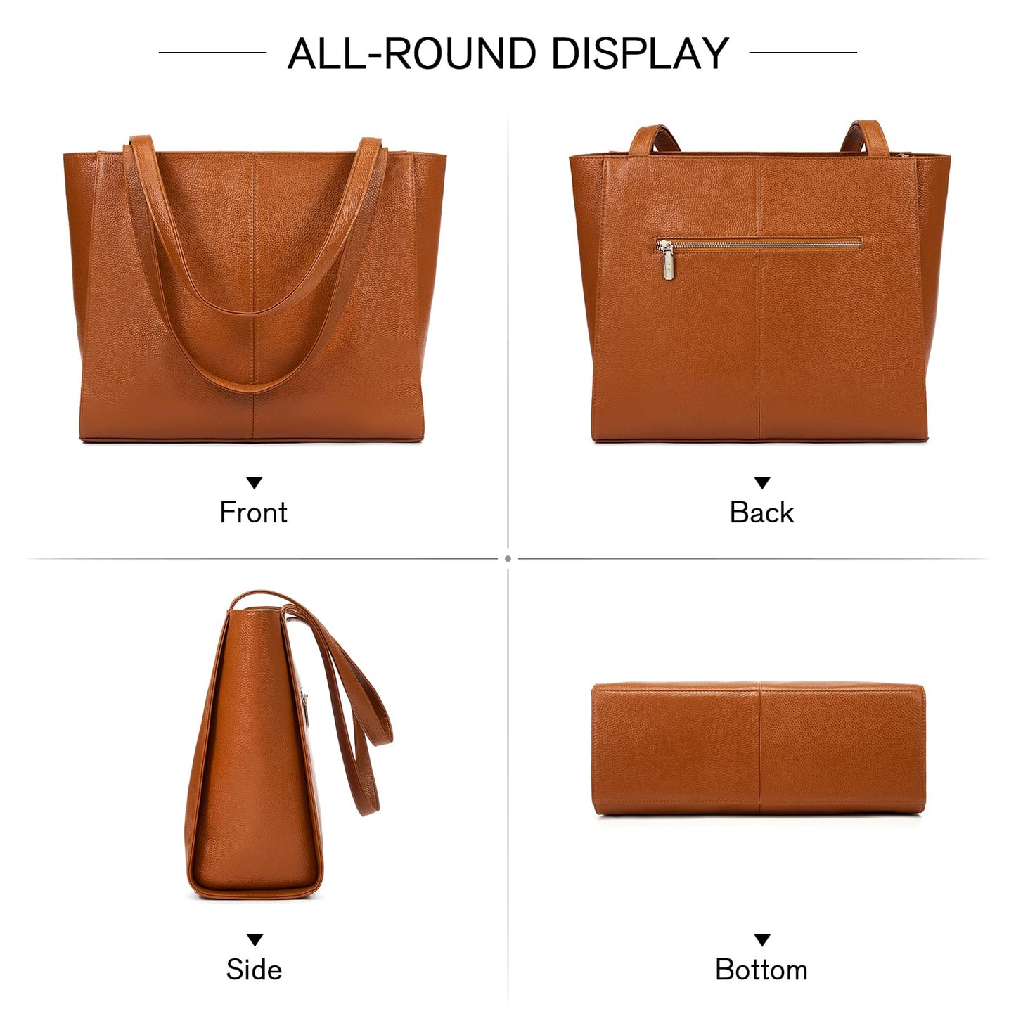 UEIRY Genuine Leather Tote Bag for Women, Large Women's Leather Shoulder Bags, Designer Tote Purses Satchel with Compartments Handbags