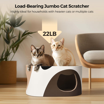 MSBC Big Cat Scratcher Lounge, Corrugated Cardboard Cat Scratcher House with Hole, Large Scratching Lounger Bed, Cat Scratching Pad for Indoor Cats as Furniture Protector, Rabbit Cardboard House