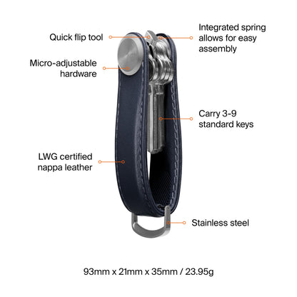 Orbitkey Key Organizer Pro - Leather (Sapphire)