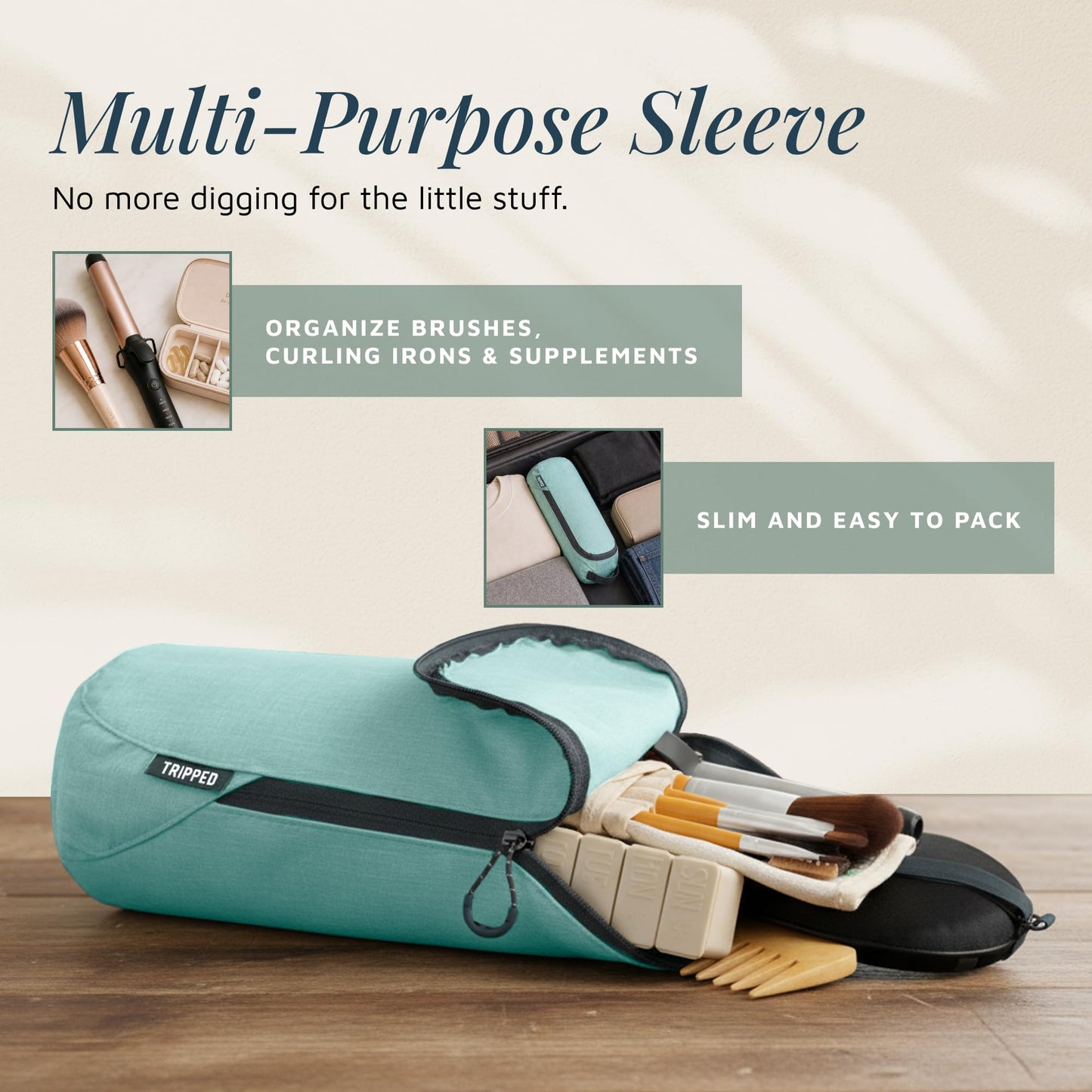 Toiletry Bag Kit Set: Hanging Travel Toiletry Bag + 311 TSA Cosmetic Liquid Bag + Ultralight Accessory Organizer Pouch (Dusty Teal)