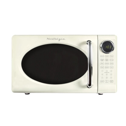 Nostalgia Retro Microwave Oven - 0.7 Cu Ft, 700-Watt Countertop Size with Glass Turntable, Child Safety Lock, 8 Auto-Cook Programs, Digital Clock - Aqua
