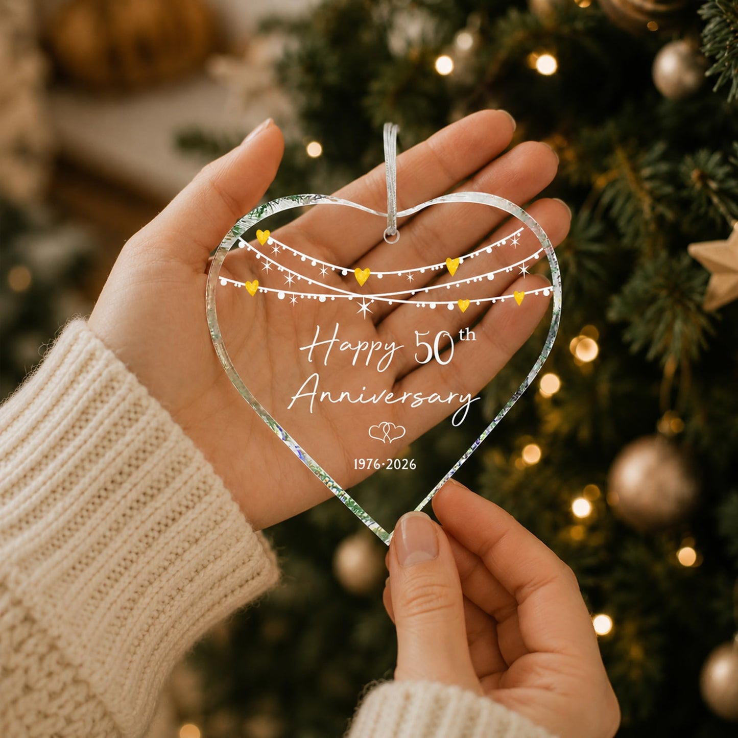 ZUNON 5th Anniversary Ornaments Gifts for Couple 2026 Wedding Gifts for Wife or Husband Decoration 3" Ornament (5th