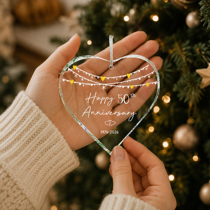 ZUNON 5th Anniversary Ornaments Gifts for Couple 2026 Wedding Gifts for Wife or Husband Decoration 3" Ornament (5th