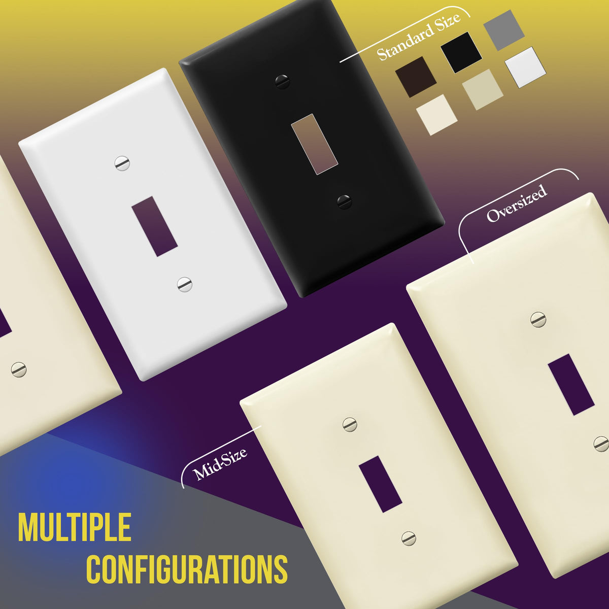 ENERLITES Toggle Light Switch Wall Plate, Gloss Finish, Size 2-Gang 4.50" x 4.57", Unbreakable Polycarbonate Thermoplastic, 8812-LA, Light Almond