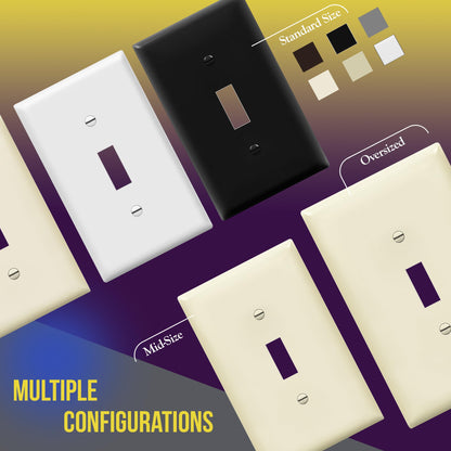 ENERLITES Toggle Light Switch Wall Plate, Gloss Finish, Size 2-Gang 4.50" x 4.57", Unbreakable Polycarbonate Thermoplastic, 8812-LA, Light Almond