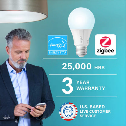 Sengled Smart Light Bulbs, Zigbee Hub Required, Works with Alexa and SmartThings, Voice Control with Google Home and Echo with built-in Hub, Soft White 60W Equivalent A19 Dimmable Smart Bulbs, 4-Pack