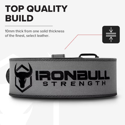 PowerLifting Belt/Weight Lifting Belt - 10mm Double Prong - 4-inch Wide - Advanced Back Support for Weightlifting and Heavy Power Lifting (Grey, XX-Large)