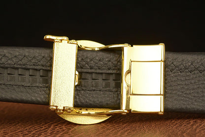 Lyqqine Men's Leather Ratchet Belt Ethnic Style Buckle Retro Personality Dragon Carved Casual Business Belt 49" Trim To Fit (Black Bee Buckle)