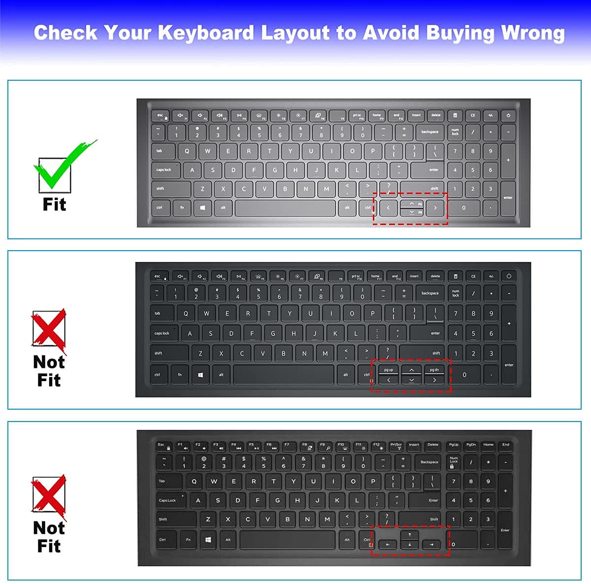Keyboard Cover for 2025 Dell 15 Laptop DC15250 DC15255 15.6, Dell Inspiron 15 3510 3511 3515 3525 3530 3535 5510 5515 5518 7510 15.6, Vostro 3510 3520 3530 5510 5515 15.6, Latitude 3520/Inspiron 7610
