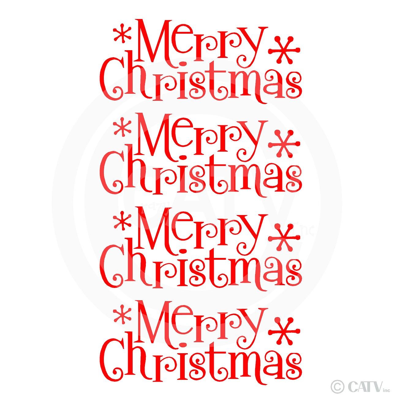 Wall Sayings Vinyl Lettering Small Merry Christmas Set of 4 Decal Home Decor Art Quote Sticker (Red)