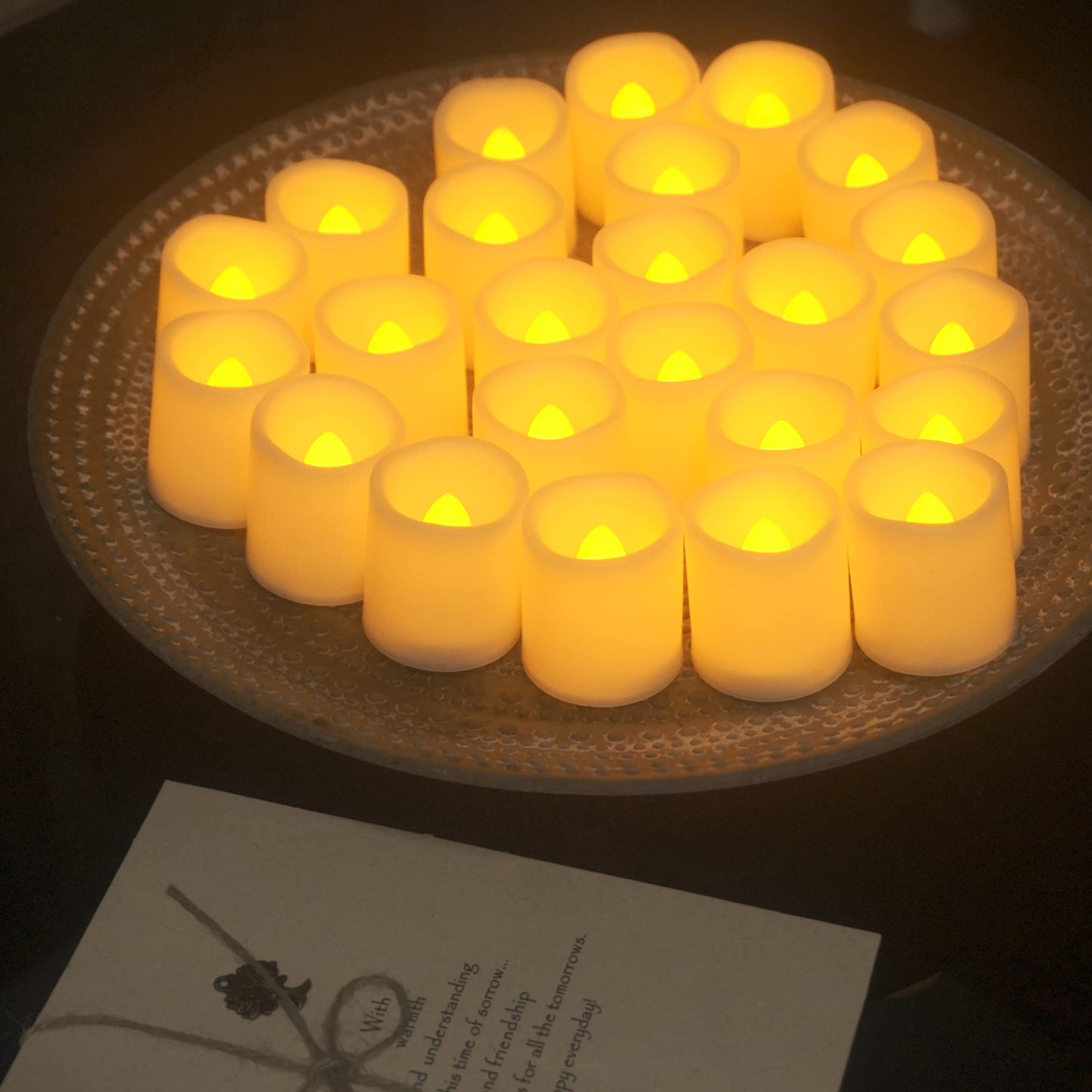 CANDLE CHOICE Battery Operated Flameless Votive Candles, Small Realistic Flickering Electric Fake LED Tea Lights for Wedding Table Halloween Christmas Decorations, Pack of 24, Batteries Included