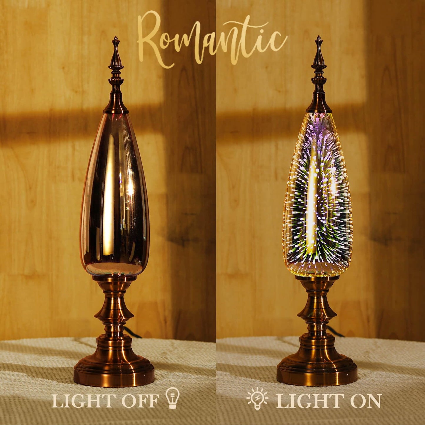 Porseme Table Lamp Decorative Turkish Arabian Desk Lamp with Handmade 3D Effect Glass and Bronze Base for Bedroom, Bedside, Living Room, Office