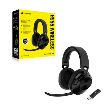Corsair HS55 Wireless Multiplatform Lightweight Gaming Headset with Bluetooth - Dolby 7.1 Surround Sound - iCUE Compatible - PC, PS5, PS4, Nintendo Switch, Mobile - Black