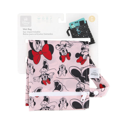 Bumkins Disney Waterproof Wet Bag for Baby, Travel, Swim Suit, Cloth Diapers, Pump Parts, Pool, Beach, Gym Clothes, Toiletry, Hook to Stroller, Daycare, Zip Reusable Wetdry Packing Pouch, Mickey Mouse