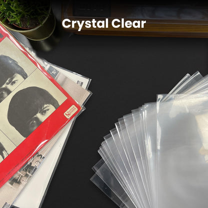 EVEO 200 Vinyl Record Sleeves Outer – Crystal Clear Outer Vinyl Sleeves LP Album Covers 12.75"x12.75" | Perfect Fit Protective 3 Mil Protection for Single & Double LPs - Archival Quality