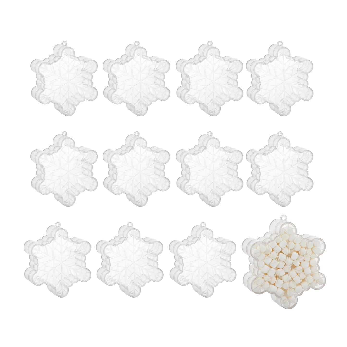 Snowflake Shaped Acrylic Candy Boxes,12 Pack,2.36"x2.36"x0.98",Perfect for Weddings, Birthdays, Party Favors and Gifts,Cute Clear Plastic Containers,Clear Fillable Ornaments Crafts Decorations