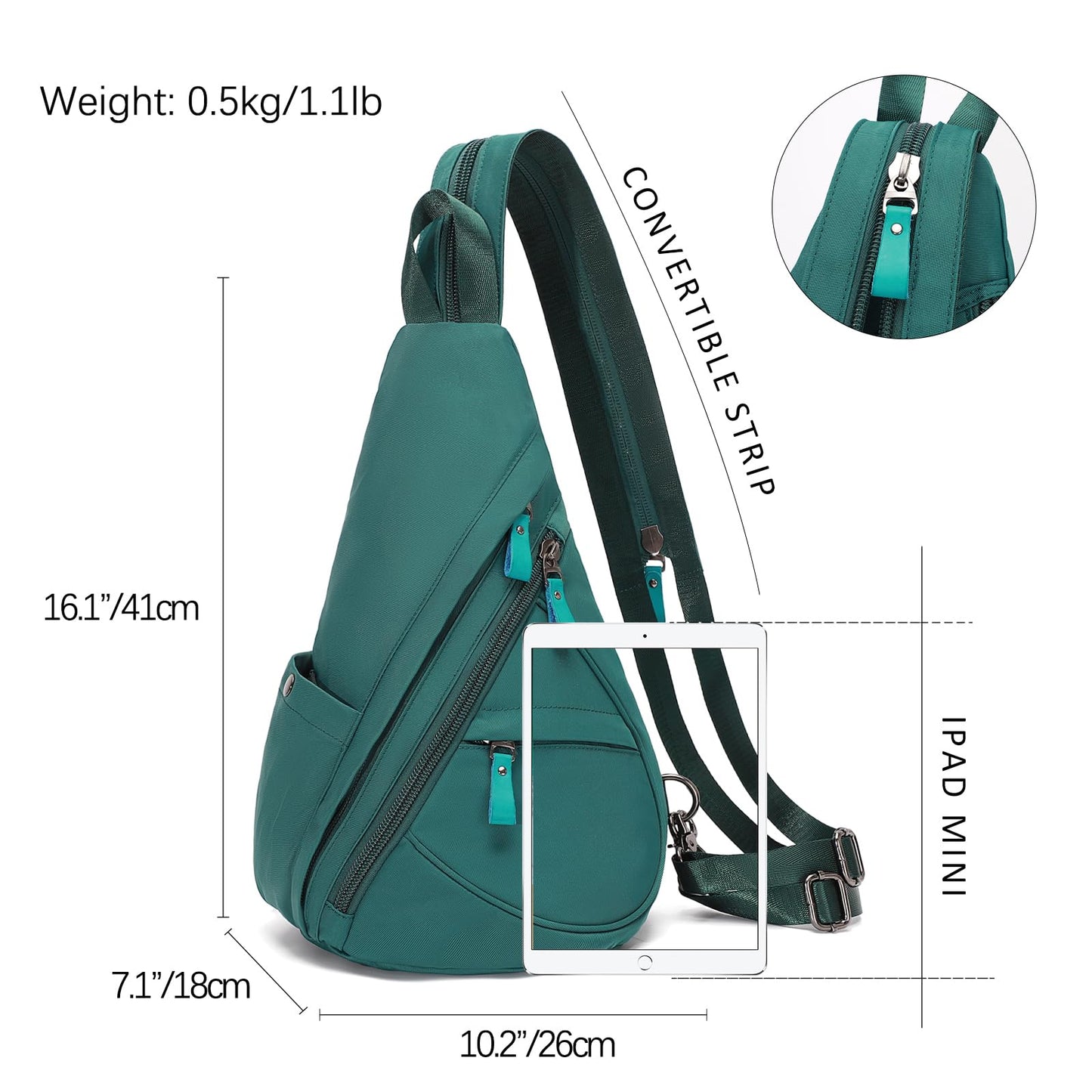 KL928 Nylon Sling Bag - Small Crossbody Backpack Shoulder Casual Daypack Multipurpose Rucksack for Men Women(Atrovirens)