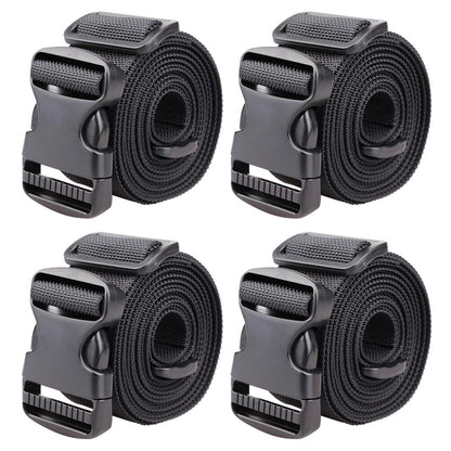MAGARROW 1.5" Utility Straps with Buckle Adjustable, 4-Pack (Black, 9.5 feet Long)