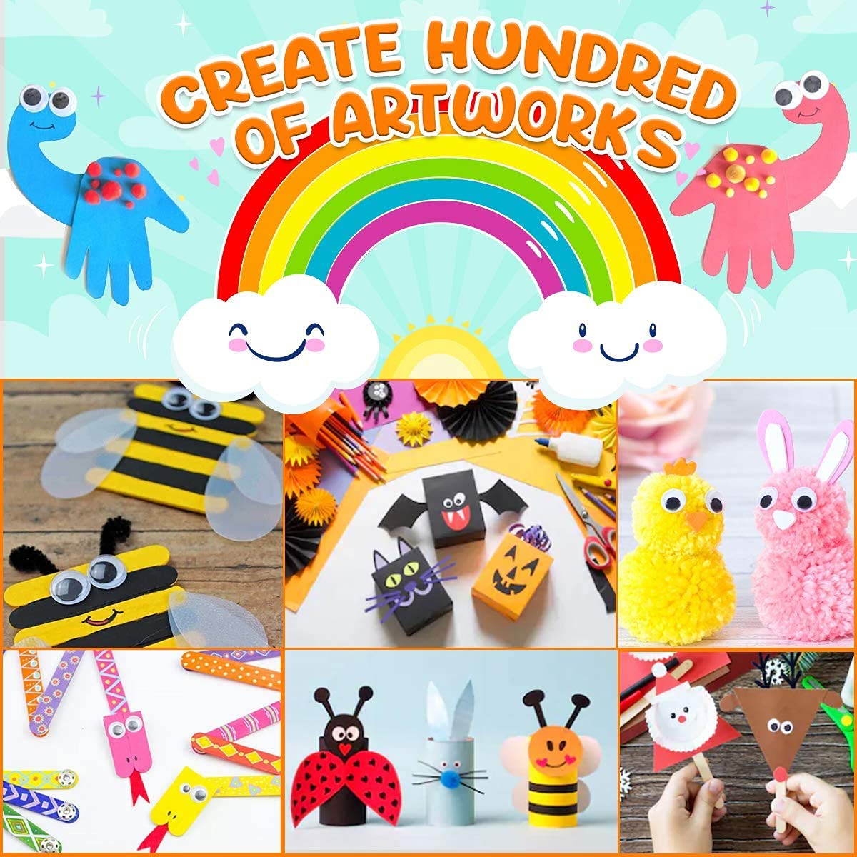 Goody King Arts and Crafts Supplies for Kids - All in One Kid Crafts Toddler Activities Kids School Supplies Age 4 5 6 7 8 Years Old Craft Art Supply Kit Kindergarten Homeschool