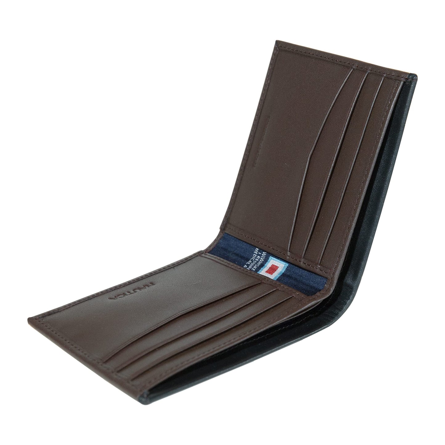 Nautica Men's Bifold Leather Wallet | RFID Blocking | ID Window | Card Slots | Organization | Durable | Stylish, Pop Color - Black/Brown