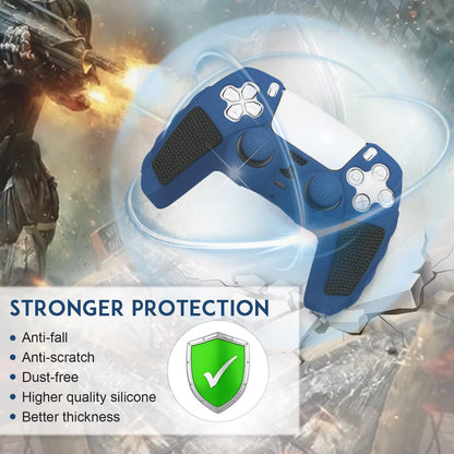 SIKEMAY Anti-Slip PS5 Controller Skin, Soft Thicken Non-Slip Studded Silicone Gel Grip Protective Cover Case for PlayStation 5 Controller Grip, 2 Pack with 8 x Thumb Grip Caps