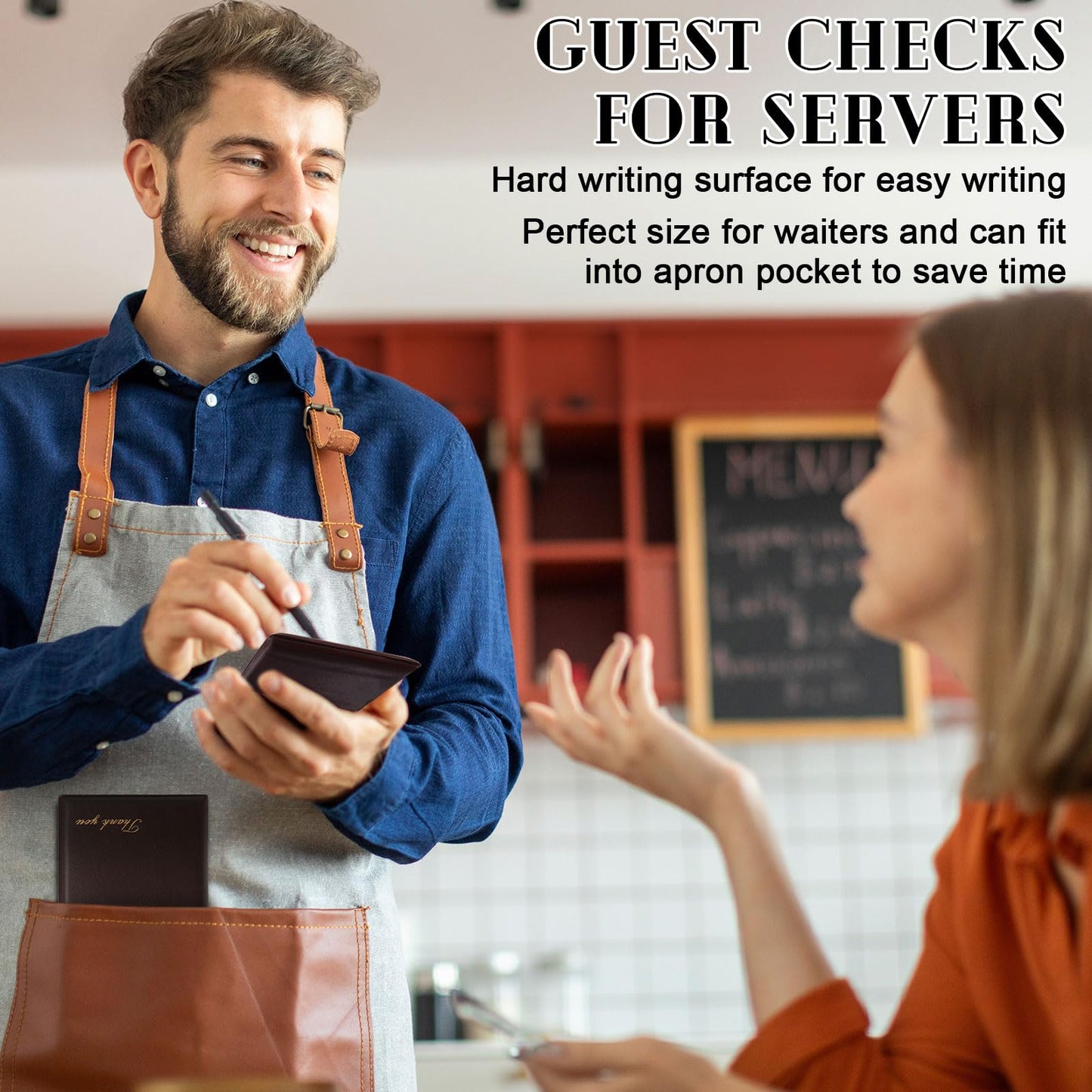 Affrolling 25 Pcs Check Presenters for Restaurants Dark Brown Guest Check Card Holder Bill Book Tip Check Holder with Gold Thank You Imprint Guest Check Books for Servers Cafe Bar Waiter, 8 x 4 Inch