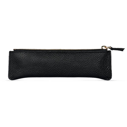 Londo Zippered Genuine Cowhide Leather Pen & Pencil Case — Slim Fountain Pen Holder, Pencil Pouch, Stationery Organizer, Makeup Brush Case, Travel Pouch — Gift for Writers, Students, Teachers, Black