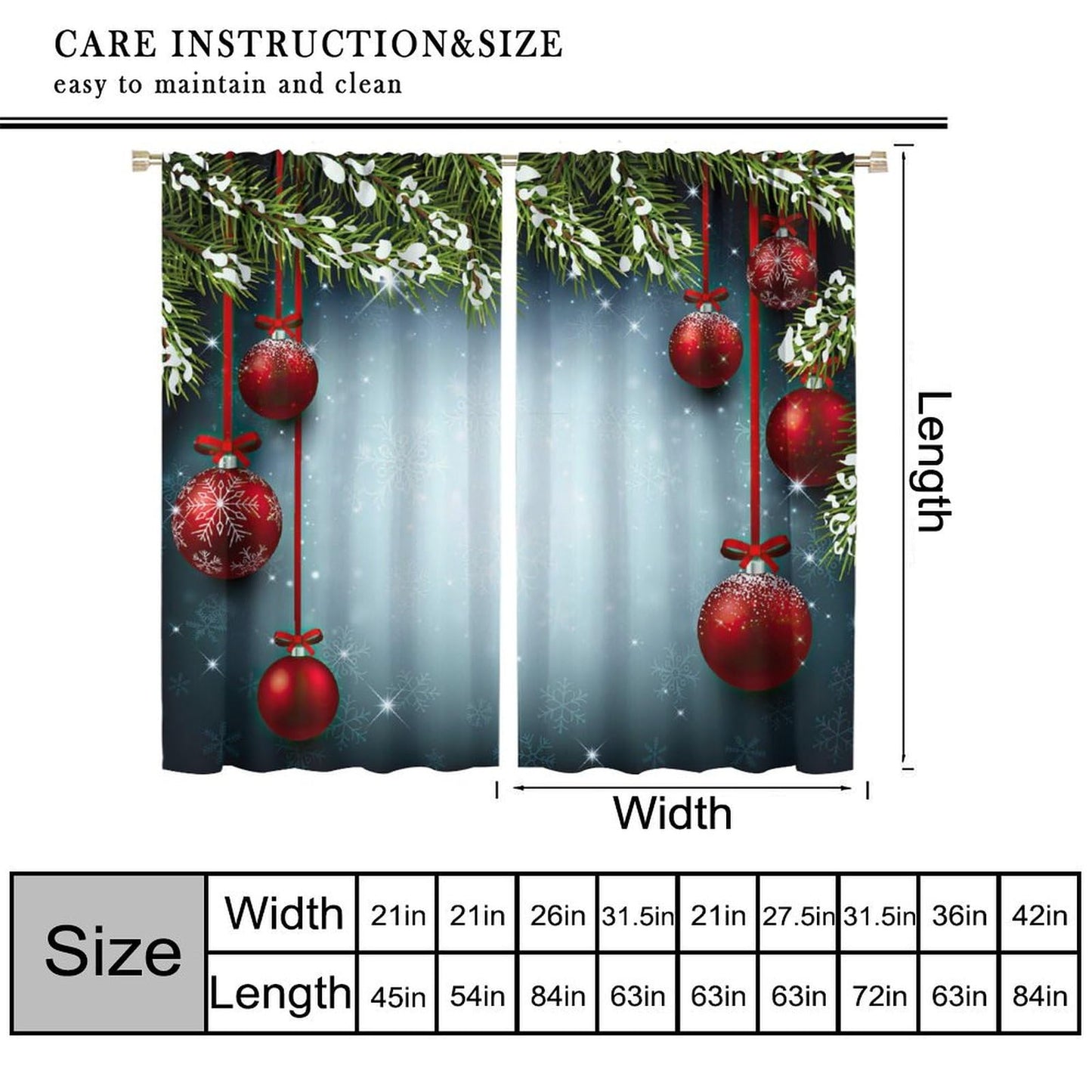 ICMOLYYENLO Christmas Blackout Curtains Merry Christmas Balloon Tree Snowflake Santa Claus Gift Pattern Printed Curtains Suitable for Bedroom Living Room Decoration 42x45 Inches